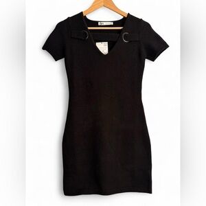 Zara Black Mini Dress with V-Neck